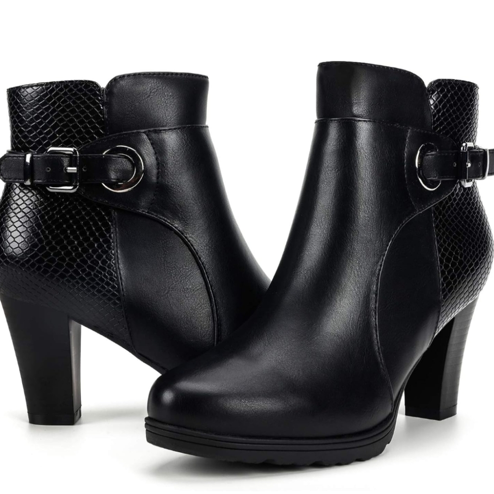 Black Edgy Heeled Boot